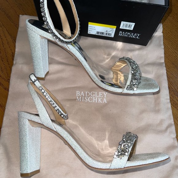 Badgley Mischka Bridal Heeled Sandals - Size 9.5 - Picture 3 of 8